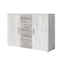 Cassettiera camera da letto madia 4 cassetti 2 ante legno bianco Forsy Vendita