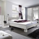 Letto matrimoniale 160x200 legno bianco 2 comodini rete a doghe Indra Vendita