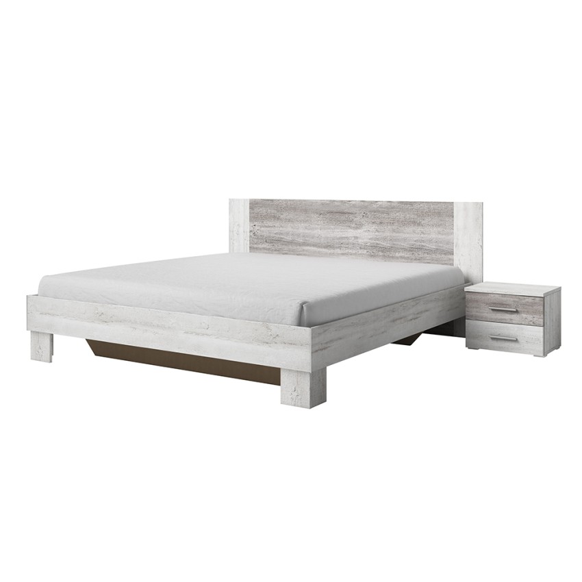 Letto matrimoniale 180x200 rete a doghe 2 comodini legno bianco Mosnay Promozione Letto matrimoniale 180x200 rete a doghe 2 comodini legno bianco Mosnay Promozione