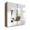 Armadio 2 ante scorrevoli bianco specchio legno rovere 180x61x210 Elaisa Promozione