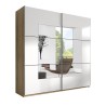 Armadio 2 ante specchio scorrevoli bianco rovere chiaro 200x60x210 Lille Promozione