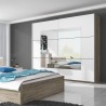 Armadio 2 ante specchio scorrevoli bianco rovere chiaro 200x60x210 Lille Sconti