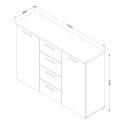 Cassettiera comò camera da letto 2 ante 4 cassetti legno nero Ertras Offerta
