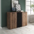 Commode de chambre à coucher 2 portes 4 tiroirs en bois noir Ertras Promotion