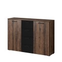 Cassettiera comò camera da letto 2 ante 4 cassetti legno nero Ertras Vendita