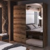 Armadio camera da letto rovere scuro 2 ante scorrevoli specchio Ketou Offerta