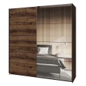 Armadio guardaroba 2 ante scorrevoli specchio rovere scuro nero Otilie Vendita