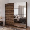 Armadio guardaroba 2 ante scorrevoli specchio rovere scuro nero Otilie Offerta