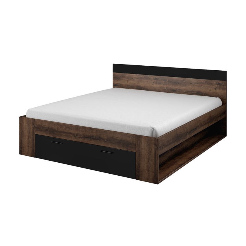 Letto matrimoniale contenitore 160x200cm rovere nero rete a doghe Bayda Promozione Letto matrimoniale contenitore 160x200cm rovere nero rete a doghe Bayda Promozione