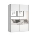 Armadio camera da letto bianco ante scorrevoli specchio 120x61x210 Many Promozione