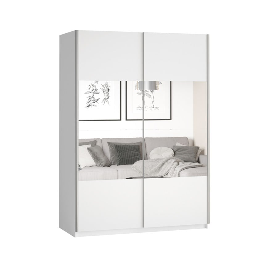 Armadio camera da letto bianco ante scorrevoli specchio 120x61x210 Many Promozione Armadio camera da letto bianco ante scorrevoli specchio 120x61x210 Many Promozione
