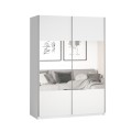 Armadio camera da letto bianco ante scorrevoli specchio 120x61x210 Many Promozione