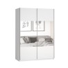 Armadio camera da letto bianco ante scorrevoli specchio 120x61x210 Many Promozione