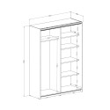 Armadio guardaroba bianco 150x61x210 ante scorrevoli specchio Olette Sconti