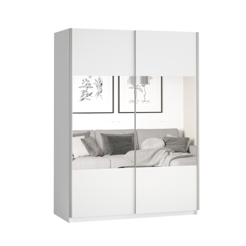 Armadio guardaroba bianco 150x61x210 ante scorrevoli specchio Olette Promozione Armadio guardaroba bianco 150x61x210 ante scorrevoli specchio Olette Promozione
