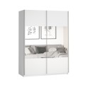 Armadio guardaroba bianco 150x61x210 ante scorrevoli specchio Olette Promozione