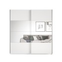 Armadio bianco camera da letto ante scorrevoli specchio 180x61x210 Sidey Offerta