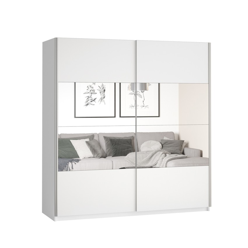 Armadio bianco camera da letto ante scorrevoli specchio 180x61x210 Sidey Promozione Armadio bianco camera da letto ante scorrevoli specchio 180x61x210 Sidey Promozione
