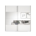 Armadio guardaroba 2 ante scorrevoli specchio 200x61x210 bianco Mathea Offerta