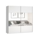 Armadio guardaroba 2 ante scorrevoli specchio 200x61x210 bianco Mathea Promozione