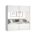 Armadio guardaroba 2 ante scorrevoli specchio 200x61x210 bianco Mathea Promozione