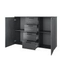 Cassettiera comò nero camera da letto 4 cassetti 2 ante 132x38x93 Lyssa Offerta
