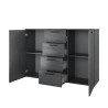 Cassettiera comò nero camera da letto 4 cassetti 2 ante 132x38x93 Lyssa Offerta