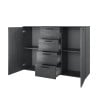 Commode noire chambre à coucher 4 tiroirs 2 portes 132x38x93 Lyssa Offre