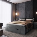 Letto piazza e mezza 140x200cm rovere scuro cassetto contenitore Anthe Vendita