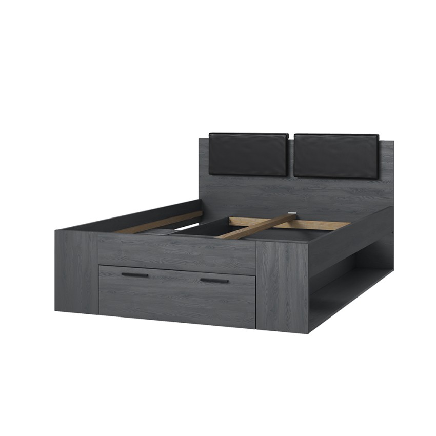 Letto piazza e mezza 140x200cm rovere scuro cassetto contenitore Anthe Promozione Letto piazza e mezza 140x200cm rovere scuro cassetto contenitore Anthe Promozione