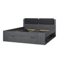 Letto matrimoniale nero contenitore 180x200 testiera rete a doghe Horseg Promozione