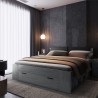 Letto matrimoniale nero contenitore 180x200 testiera rete a doghe Horseg Vendita