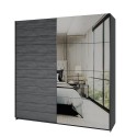 Armadio rovere scuro moderno 2 ante scorrevoli specchio 200x61x210 Saone Promozione