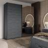 Armadio rovere scuro moderno 2 ante scorrevoli specchio 200x61x210 Saone Saldi