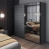Armadio rovere scuro moderno 2 ante scorrevoli specchio 200x61x210 Saone Vendita