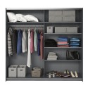 Armadio guardaroba ante scorrevoli specchio 220x61x210 rovere scuro Wamin Offerta