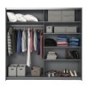 Armadio guardaroba ante scorrevoli specchio 220x61x210 rovere scuro Wamin Offerta