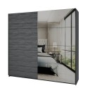 Armadio guardaroba ante scorrevoli specchio 220x61x210 rovere scuro Wamin Promozione