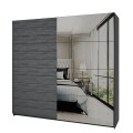 Armadio guardaroba ante scorrevoli specchio 220x61x210 rovere scuro Wamin Promozione