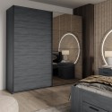 Armadio guardaroba ante scorrevoli specchio 220x61x210 rovere scuro Wamin Vendita