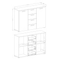 Comò camera da letto 4 cassetti 2 ante legno bianco 132x38x93cm Lemere Saldi
