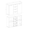 Commode chambre à coucher 4 tiroirs 2 portes blanc 132x38x93cm Lemere Remises