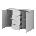 Comò camera da letto 4 cassetti 2 ante legno bianco 132x38x93cm Lemere Offerta