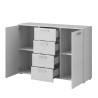 Comò camera da letto 4 cassetti 2 ante legno bianco 132x38x93cm Lemere Offerta