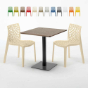 Quadratisch Tisch Holzeffekt 70x70 cm mit 2 Bunten Stühlen Gruvyer Melon Angebot