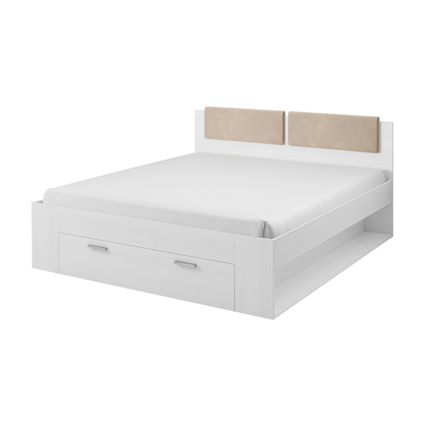 Letto matrimoniale 180x200cm contenitore bianco rete a doghe Maddison Promozione Letto matrimoniale 180x200cm contenitore bianco rete a doghe Maddison Promozione