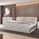 Letto matrimoniale 180x200cm contenitore bianco rete a doghe Maddison Vendita