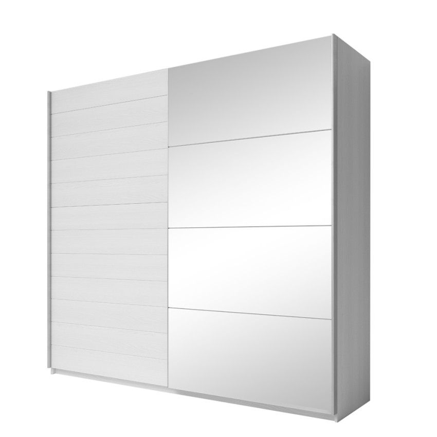 Armadio guardaroba ante scorrevoli specchio 220x61x210 rovere bianco Paine Promozione Armadio guardaroba ante scorrevoli specchio 220x61x210 rovere bianco Paine Promozione