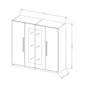 Armadio guardaroba 4 ante specchio legno quercia scuro 228x57x214 Hutton Offerta