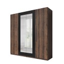 Armadio guardaroba 4 ante specchio legno quercia scuro 228x57x214 Hutton Vendita
